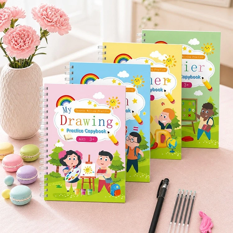 مجموعة كتاب ممارسة الكتابة السحرية المخددة المكونة من 4 كتب